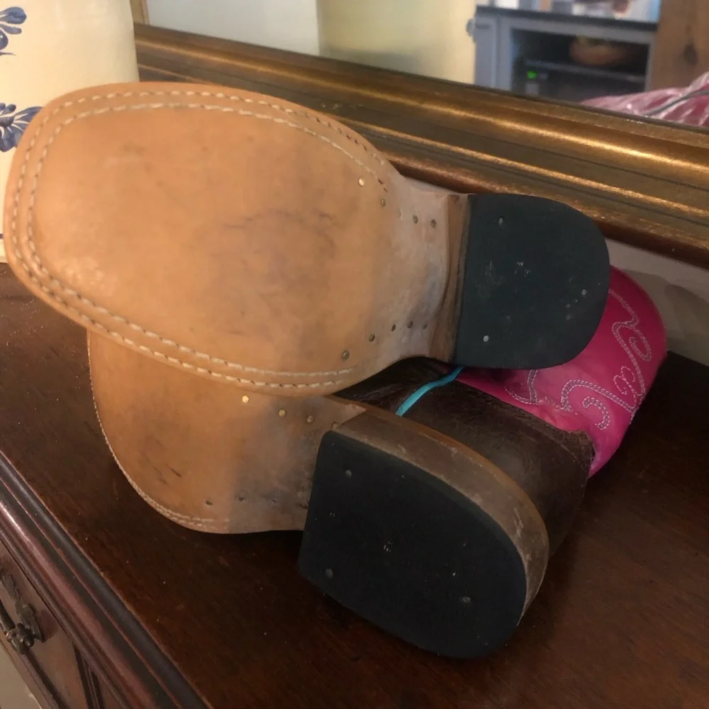 Anderson Bean Pink and Brown Girls' Western Pull-On Boots
